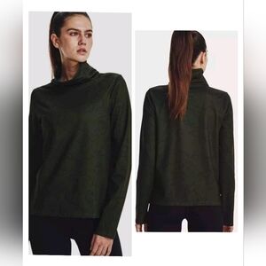 2538) Under Armour Women Cold Weather Green Funnel Neck Long Sleeve Top Sz Med
